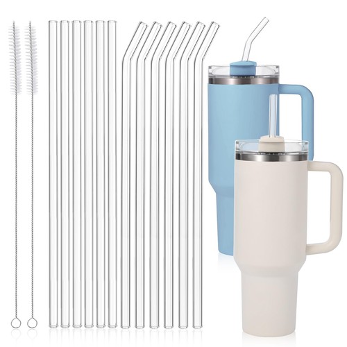 Pcs heavyduty glass straws - 12,