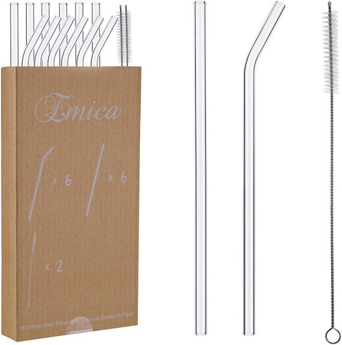 12pcs reusable glass straws - 12pcs,